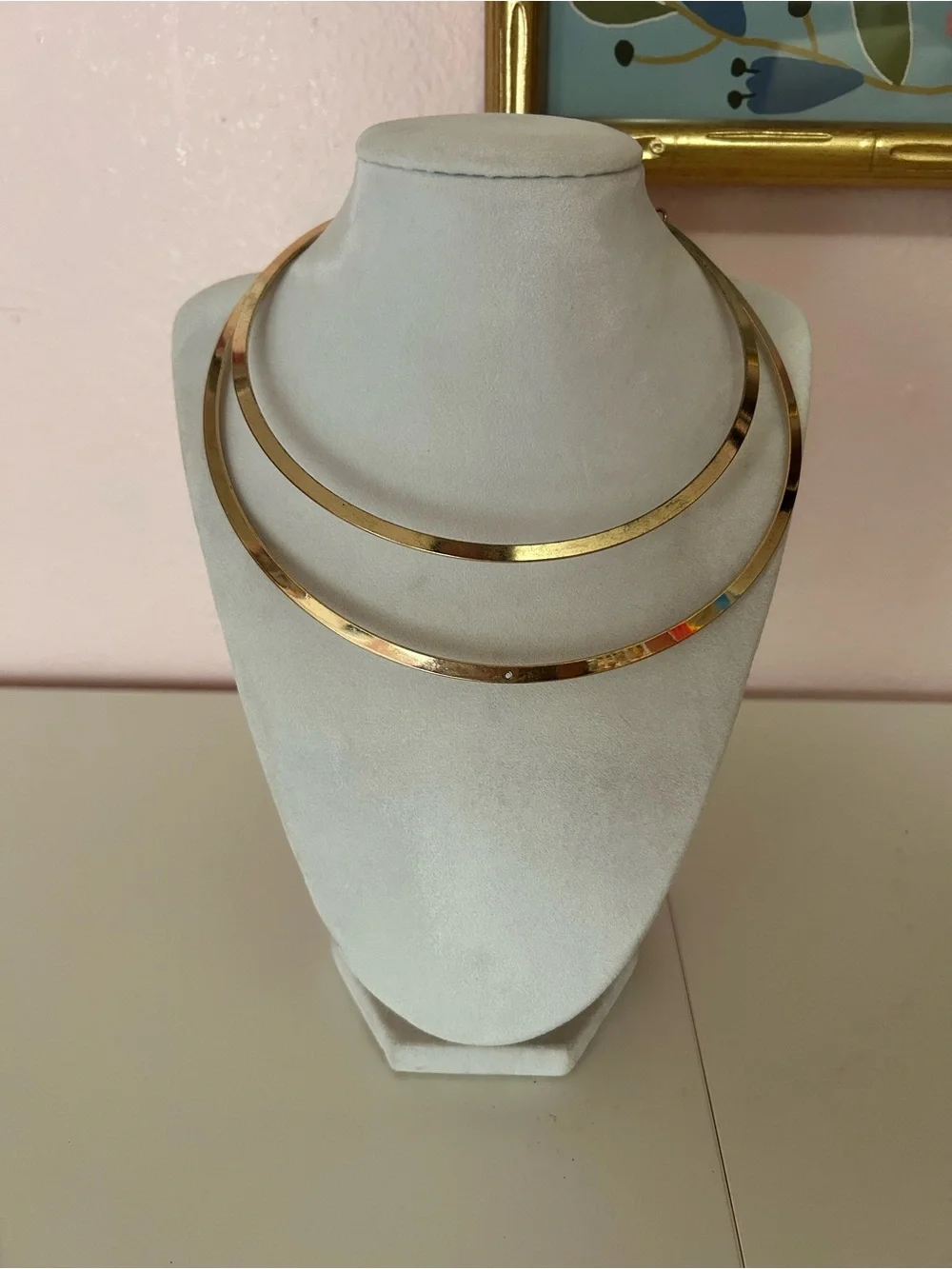 Vintage Y2K Rigid Gold Double Strand Collar by Mika